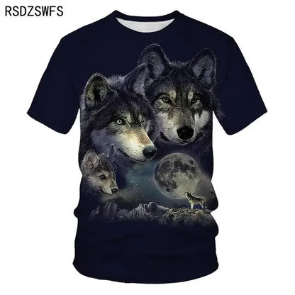 3D Fierce Animal Printed Men's Clothing Casual Fashion Wolf Pattern Short Sleeve Pullover Outdoor Daily Trend T-shirts For Men