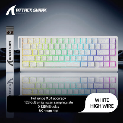 Tastiera a switch magnetici ATTACK SHARK X68HE cablata e FREEWOLF F68 cablata F68Pro wireless per gaming professionale 8K Hz 0.01mm Rapid Trigger