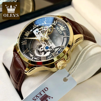 OLEVS 6661 Men's Top Brand Luxury All-Transparent Hollow Mechanical Watch, Original Fashion, Waterproof Classic Design