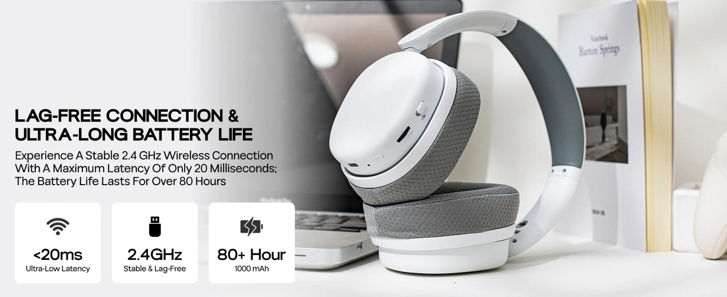 Cuffie da gaming AULA G7 Pro 7.1 Surround Sound wireless Bluetooth 5.3 con microfono a cancellazione del rumore per PS5/PS4/PC/Switch