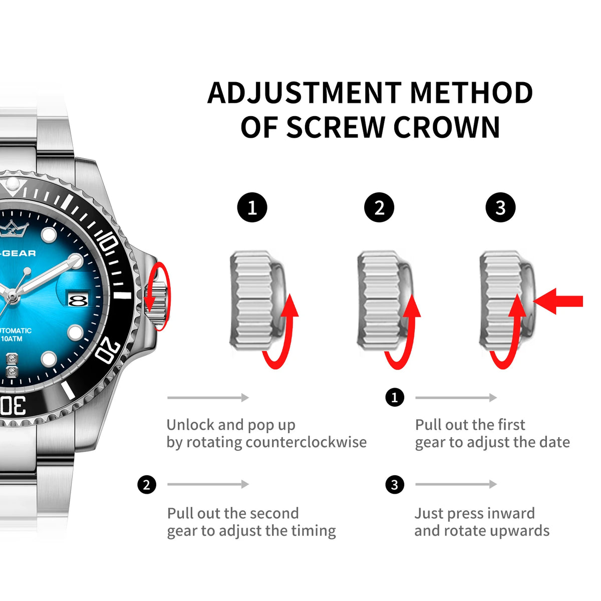 Water Ghost Luminous Dive Watch with Ceramic Bezel Waterproof Automatic Mechanical Movement Stainless Steel Watch Strap