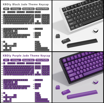KBDiy 174 Tasten/Set PBT GMK Apollo Tastenkappen, Double-Shot, minimalistisches ISO-Cherry-Profil, für mechanische Gaming-Tastaturen, Tastenkappen für MX