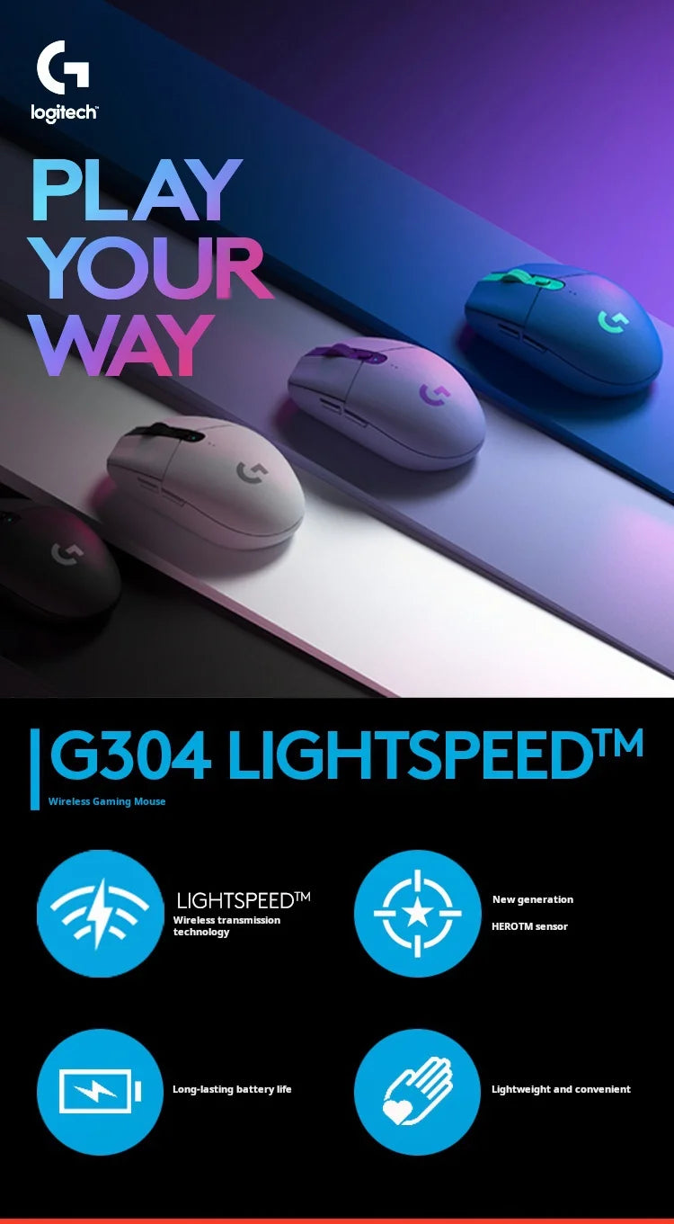 Logitech G304 LIGHTSPEED Kabellose Gaming-Maus, leichte tragbare Maus mit Makro, Jedi Survival, FPS, League of Heroes, Eat Chicken