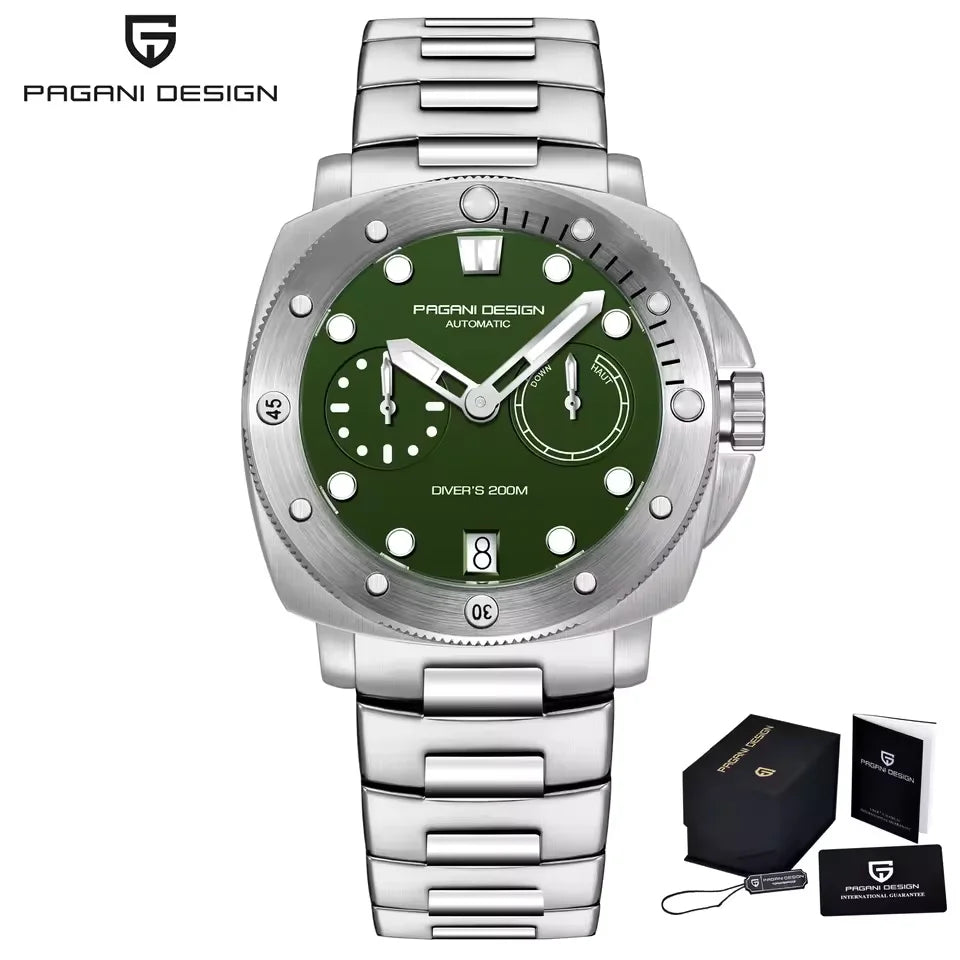 PAGANI DESIGN Men's Watches New Diver Automatic Mechanical Watch Sapphire Stainless Steel Sport 20 Bar Clock
