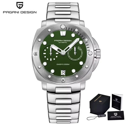 PAGANI DESIGN Men's Watches New Diver Automatic Mechanical Watch Sapphire Stainless Steel Sport 20 Bar Clock