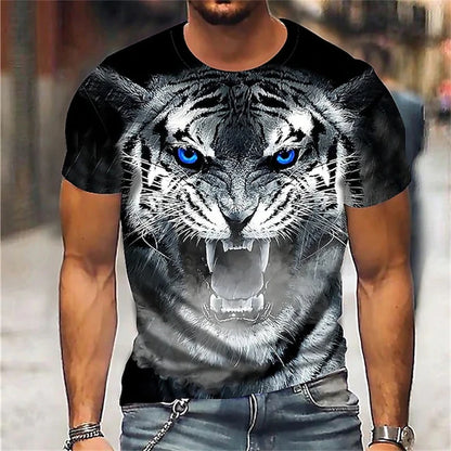 Modni muški T-shirt kratkih rukava s okruglim izrezom, T-shirt s 3D printom vuka, muški ležerni sportski T-shirt kratkih rukava, ulični top