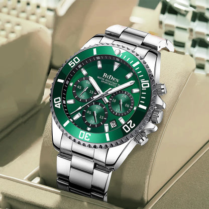 BIDEN Multi-functional men's quartz watch luxury waterproof night light business style diving series casual fashion watch