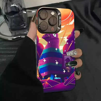 1pc Game F-Fortnite Phone Case IMD Color Silver Shell For iPhone 16, 15, 14, 13, 12, 11 Pro Max Plus