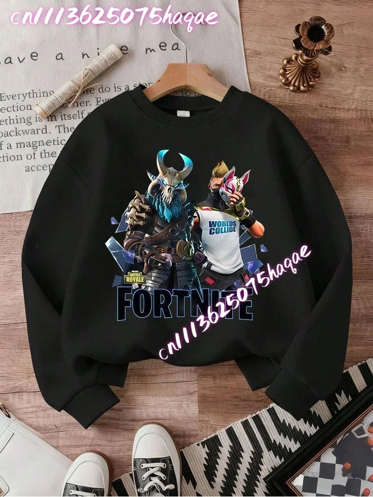Fortnite Children Long-Sleeved Girls Streetwear Boys Baby Sweatshirt Pullover Sweatshirt Anime Fashion Kid Clothing Tops Gift