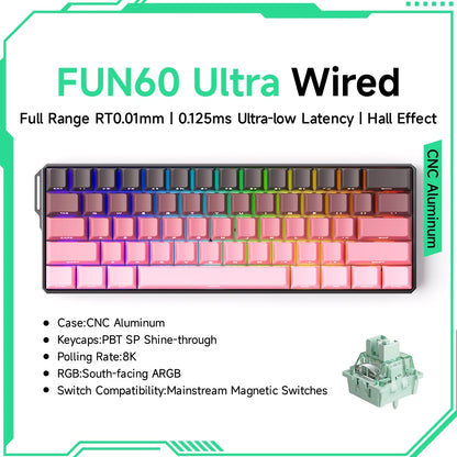Teclado mecánico Akko MonsGeek FUN60 con interruptores magnéticos 60% para gaming, Rapid Trigger 0.01mm, 8K ARGB, teclado personalizado HE/TMR