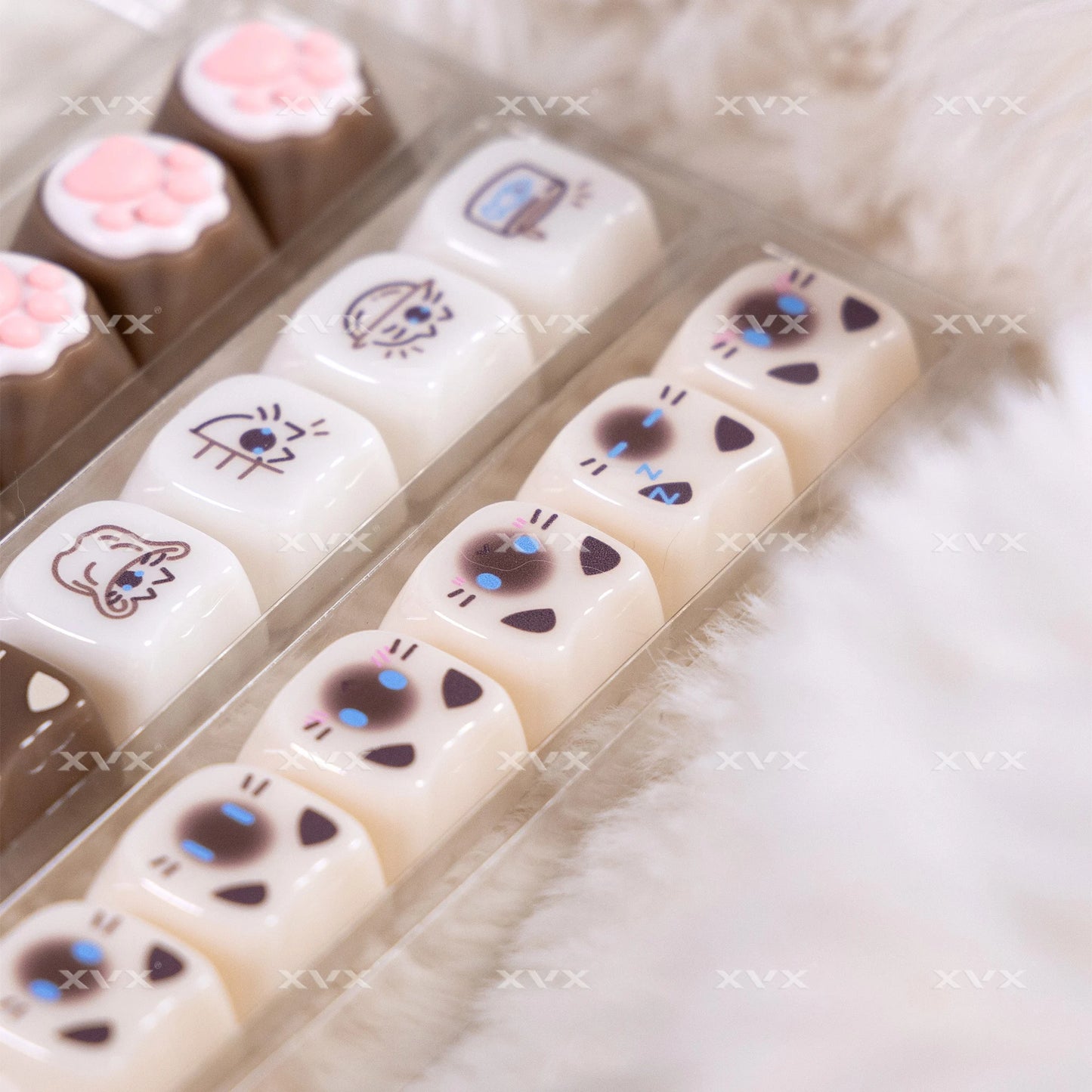 XVX 148 Keys Cat Theme Keycaps MAO Profile Key Cap Korean Glossy Cute Keycap for Keyboard 61 64 68 78 87 96 98 104 108
