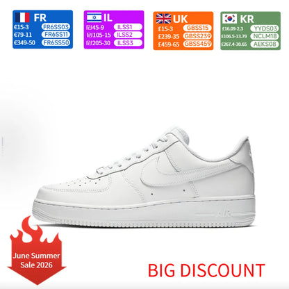 Nike Air Force 1 AF1 All-White Scarpe da skate casual unisex a tomaia bassa CW2288-111