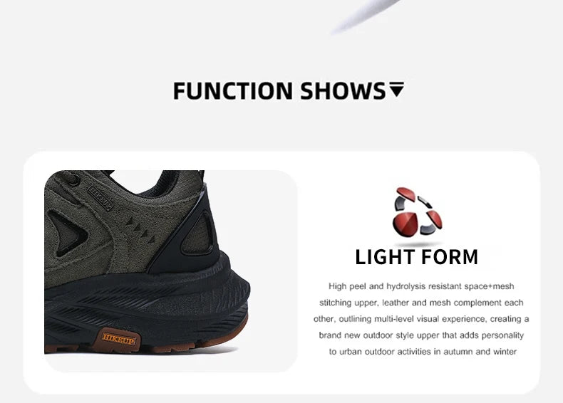 ‌Hikeup Men's Outdoor Hiking Shoes Lightweight Energy Return Trekking Walking Sports Shoes with Strong Grip & Support