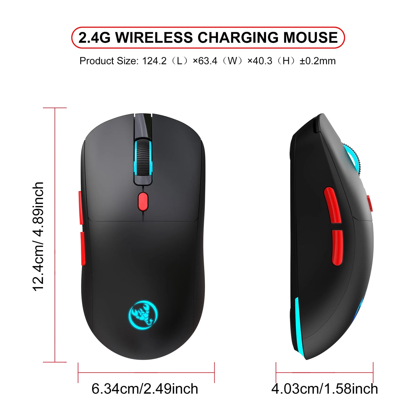 Rechargeable 2.4G USB Wireless Mouse Adjustable 3600dpi 7 Colors RGB Comfortable Mice for Home Office Laptop Computer Gamer