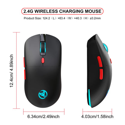 Rechargeable 2.4G USB Wireless Mouse Adjustable 3600dpi 7 Colors RGB Comfortable Mice for Home Office Laptop Computer Gamer
