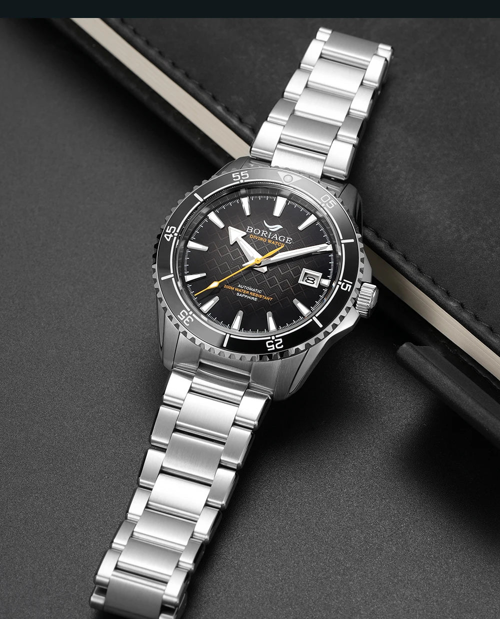 BORIAGE Fully automatic mechanical diving watch, 200m Water Resistance Miyuda 9015 movement men's watch