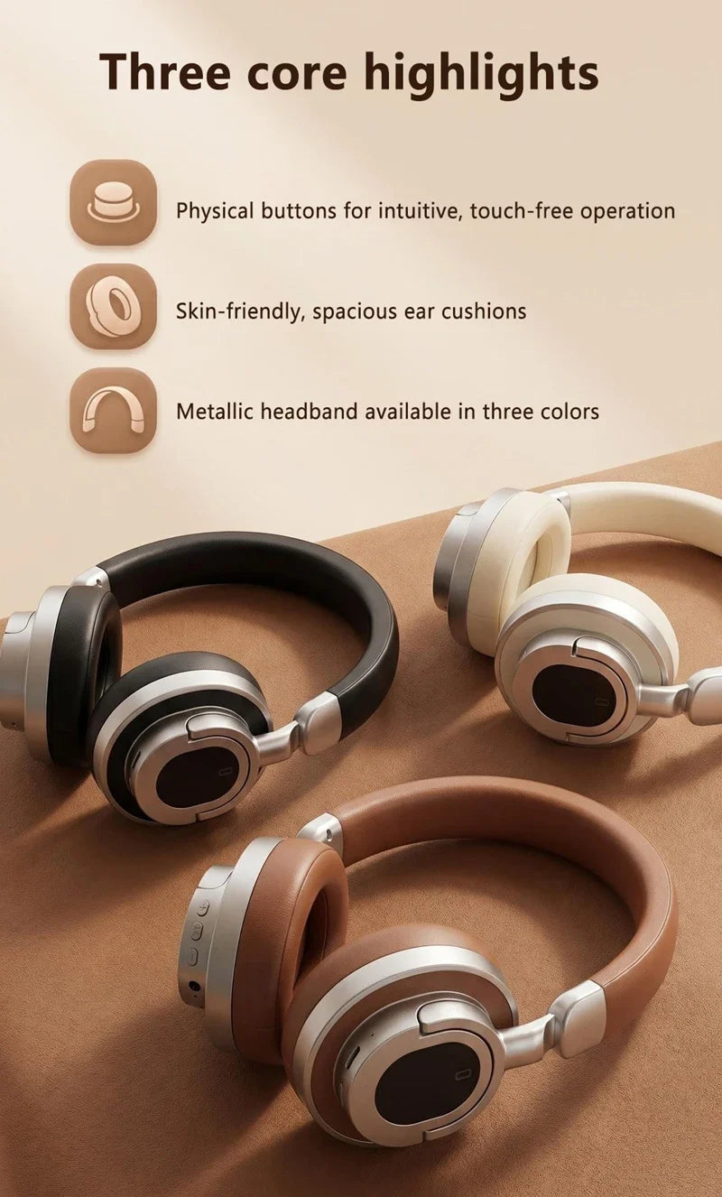 Casque Bluetooth Lenovo rétro, supra-auriculaire, avec boutons physiques, casque sans fil, coussinets d'oreille spacieux, écouteurs stéréo pour les trajets quotidiens.