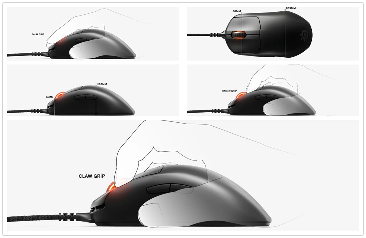 SteelSeries Prime Wired Esports Performance Gaming Mouse 18000 DPI TrueMove Pro Optical Sensor – Magnetic Optical Switches