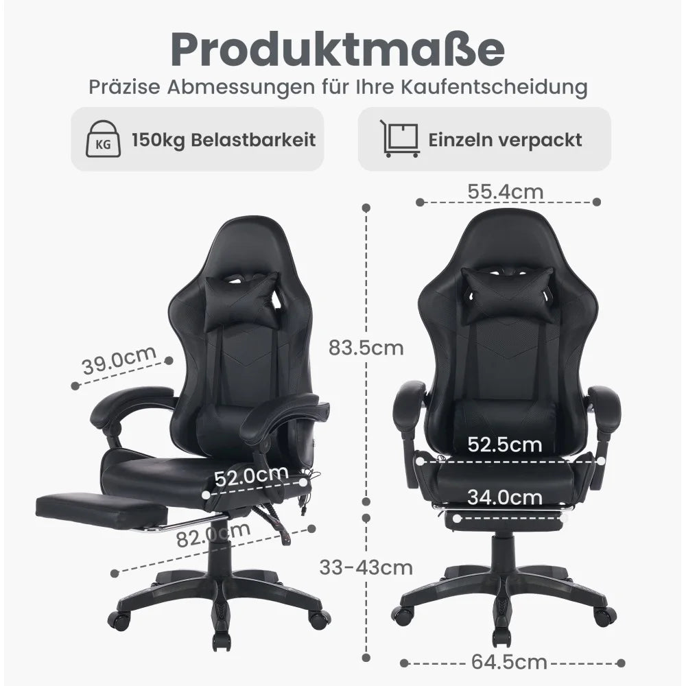 Ergonomic Gaming Chair 360° Reclining Office Chair with Footrest, Adjustable Height Racing Chair with Lumbar Support and Headrest