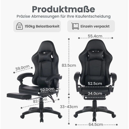 Ergonomic Gaming Chair 360° Reclining Office Chair with Footrest, Adjustable Height Racing Chair with Lumbar Support and Headrest