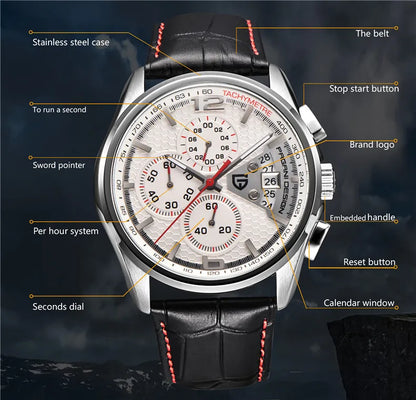 PAGANI DESIGN Chronograph-Stoppuhr für Herren, Quarz, Multifunktion, Militär-Pilotenstil, Relógios Masculino, Reloj Hombre, Montre Homme