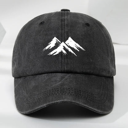 Interesting baseball cap, mountain print, outdoor men's casual sports, breathable duckbill cap, washed retro sun hat