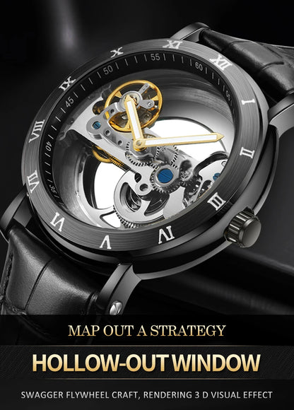 AKDPN Men's Watches Automatic Mechanical Stainless Steel Men's Wrist Watch Skeleton Automatic Watches for Man Watch Montre Homme