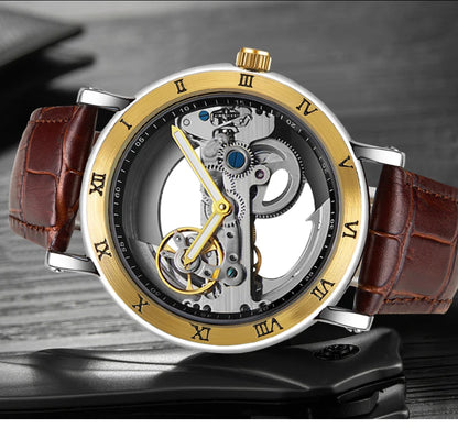 AKDPN Men's Watches Automatic Mechanical Stainless Steel Men's Wrist Watch Skeleton Automatic Watches for Man Watch Montre Homme