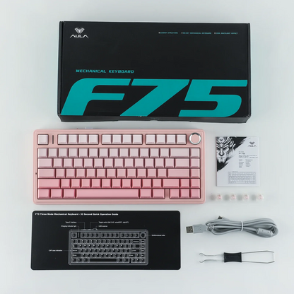 The New Hot-Selling EPOMAKER x AULA F75 75% ANSI Hot-Swappable Washer Bluetooth 5.0/2.4G Wireless/wired Mechanical Keyboard PBT
