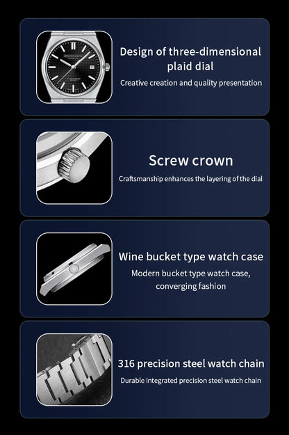 SPECHT&SOHNE New 37MM Men's Watches Luxury Automatic Watch For Men Rose Gold Stainless Steel Mechanical Wristwatch Waterproof