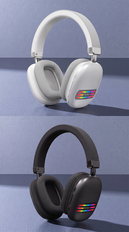 Casque sans fil Bluetooth Choice Y-10 avec éclairage RGB, réduction de bruit de 35 dB, casque HiFi, prise en charge de la carte TF, AUX, autonomie de 40 heures