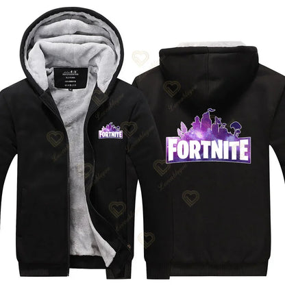 New Arrival Fortnite Men Cool Sweatshirt Battle Game Coat Winter Thick Fleece Warm Zipper Harajuku Hoodie Streetwear