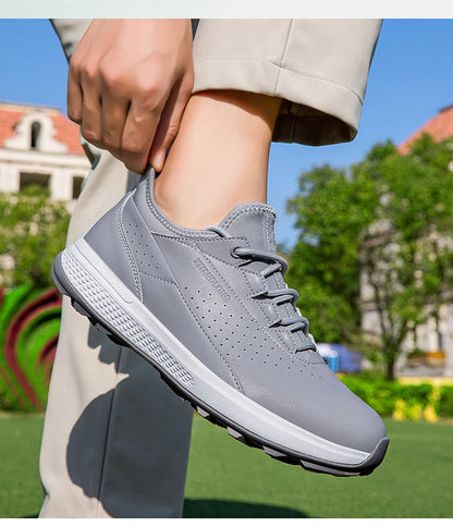 Golf Sports Shoes for Men, Waterproof High-Quality Leather Golf Competition Sports Shoes, Formal Golf Course Training Shoes for Men