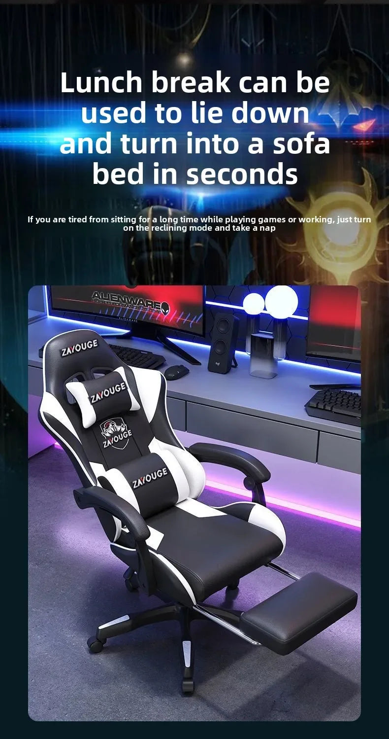 Ergonomisk gamingstol til hjemmekontor, lange sessioner og streamere – justerbar, tilbagelænbar, let og slidstærk