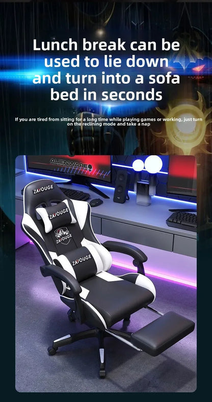 Ergonomisk gamingstol til hjemmekontor, lange sessioner og streamere – justerbar, tilbagelænbar, let og slidstærk