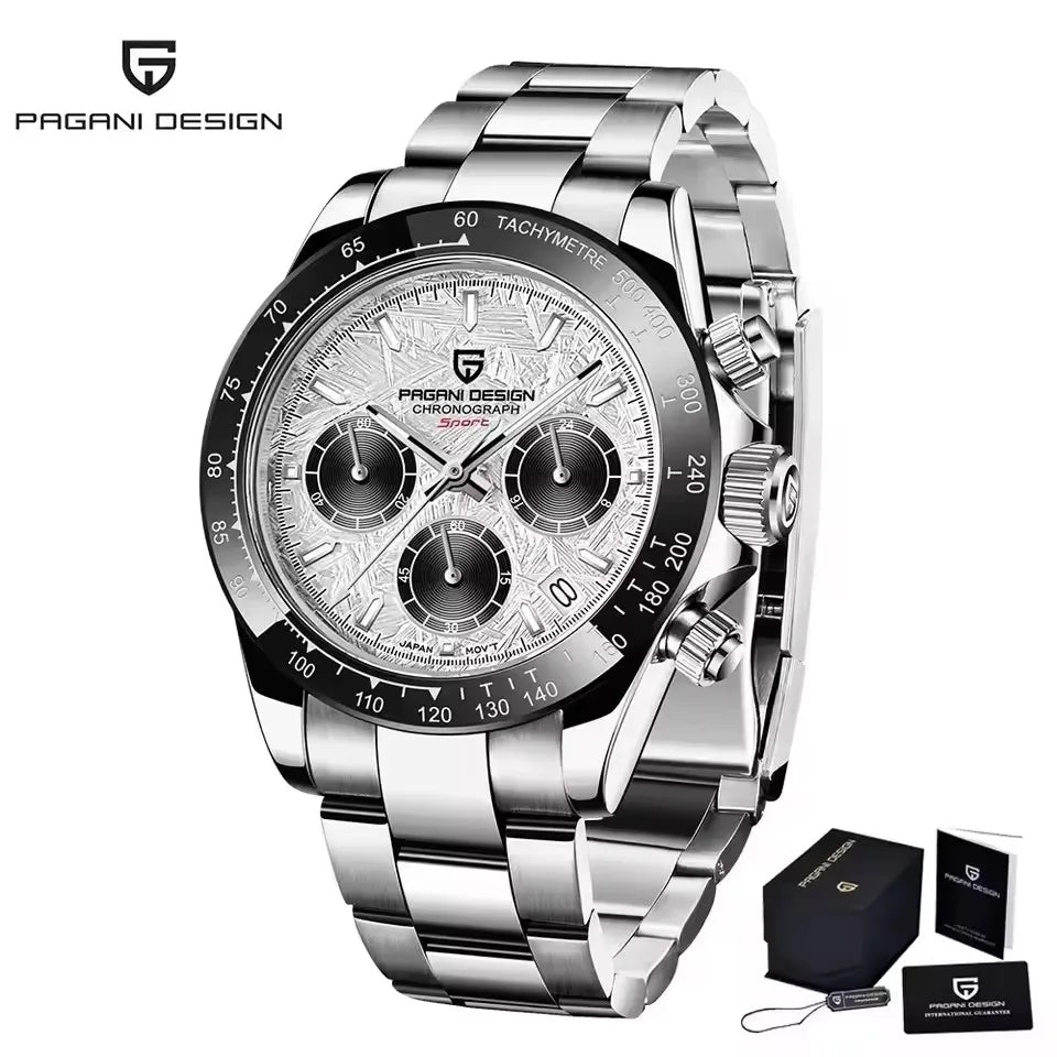 PAGANI DESIGN 40MM V2 Sky Blue Dial Classics Men Quartz Watches Sapphire Retro Chronograph Stainless Steel Waterproof Watch Men