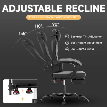 SUKIDA Gaming Chair High Back Ergonomic Computer Chair With Footrest Reclining Adult Comfortable Office Chair 