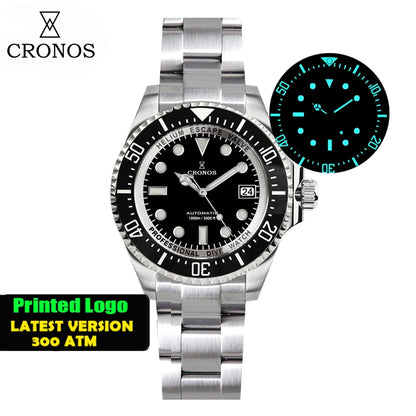 Cronos Automatic Diving Watch Stainless Steel 2000 Meters Water Resistance Professional Diver PT5000 SW200 Miyota9015 90S5 L6027M