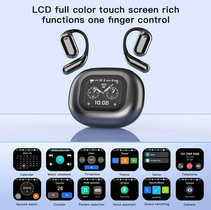 UYUXIO OWS AI Translation Earbuds with LCD Touch Screen, 144 Languages Real-Time Translator Earphones, Wireless Bluetooth Translating Headphones with Noise Cancellation