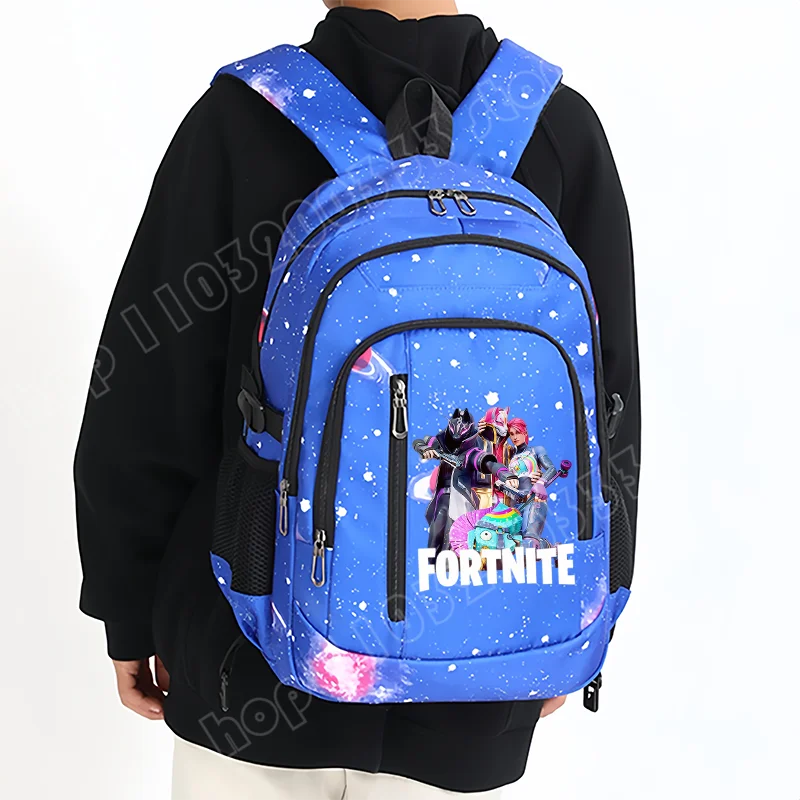 Fortnite Starry Sky Backpack Large Capacity Waterproof Laptop Bag Game Character Print Student Pack Boys and Girls Back to School Bag