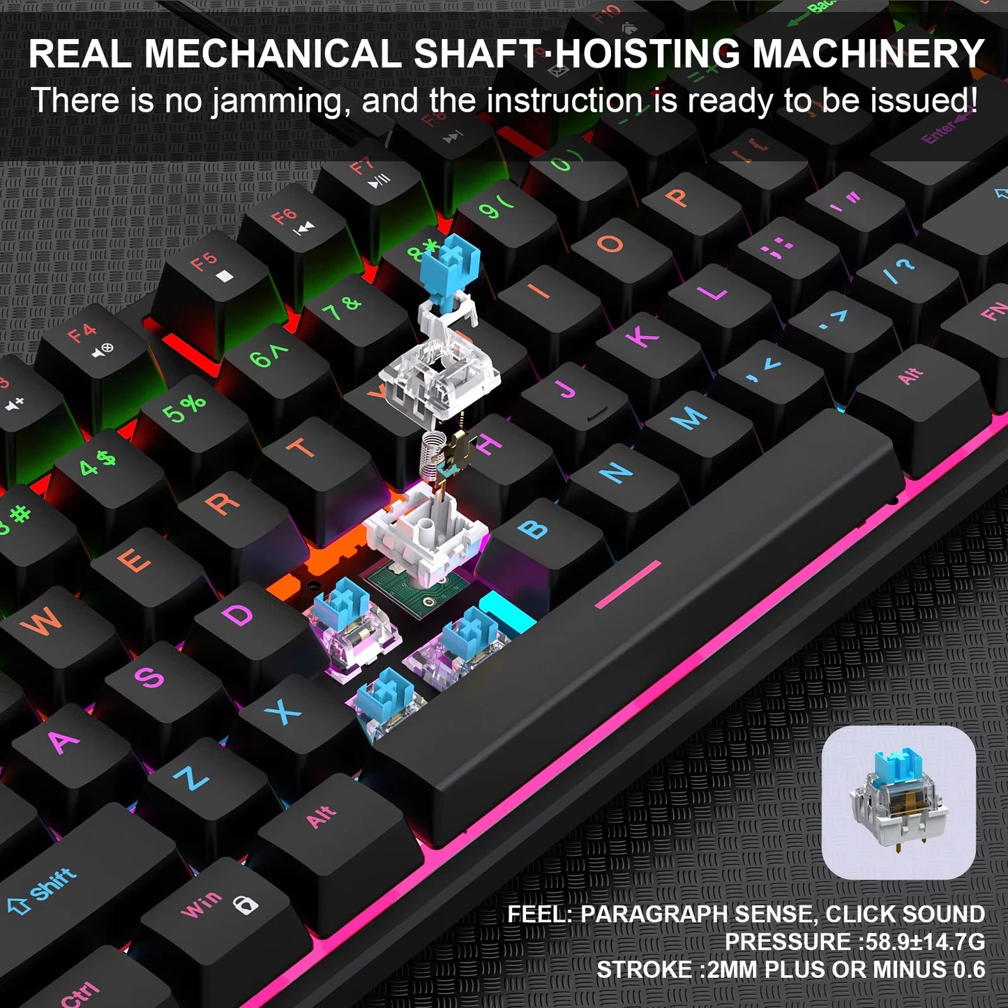 Wired Gaming Keyboard Cool Light Backlit Waterproof Gaming Keyboard Full Size 104 Key Mechanical Feel Keyboard for PC Gamer