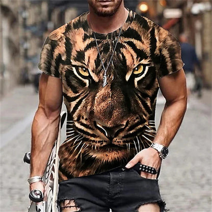 Modni muški T-shirt kratkih rukava s okruglim izrezom, T-shirt s 3D printom vuka, muški ležerni sportski T-shirt kratkih rukava, ulični top