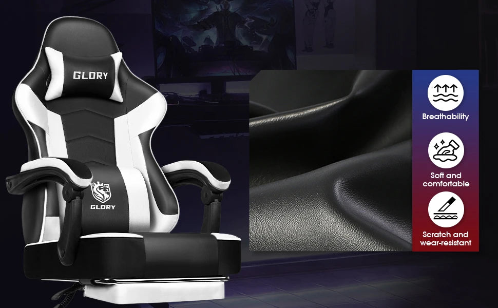 AUTHMIC Gaming Chair Ergonomic Reclining Office Chair with Adjustable Lumbar Support & Headrest High-Back PC Gamer Adults Teen