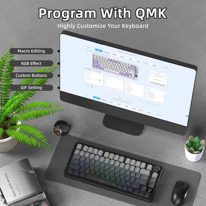 ATTACK SHARK X85 Pro 75% Mechanical Keyboard Wireless RGB Gaming Keyboard with Display Screen, Knob Control, Hot Swappable Gasket Mount, Bluetooth, 2.4GHz & Wired