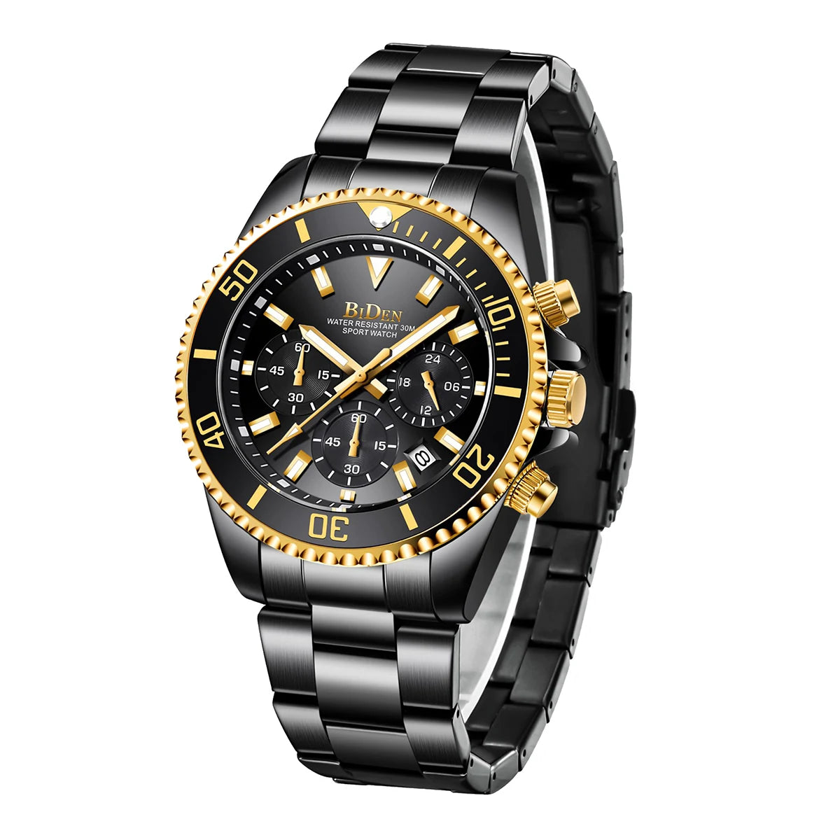 BIDEN Multi-functional men's quartz watch luxury waterproof night light business style diving series casual fashion watch