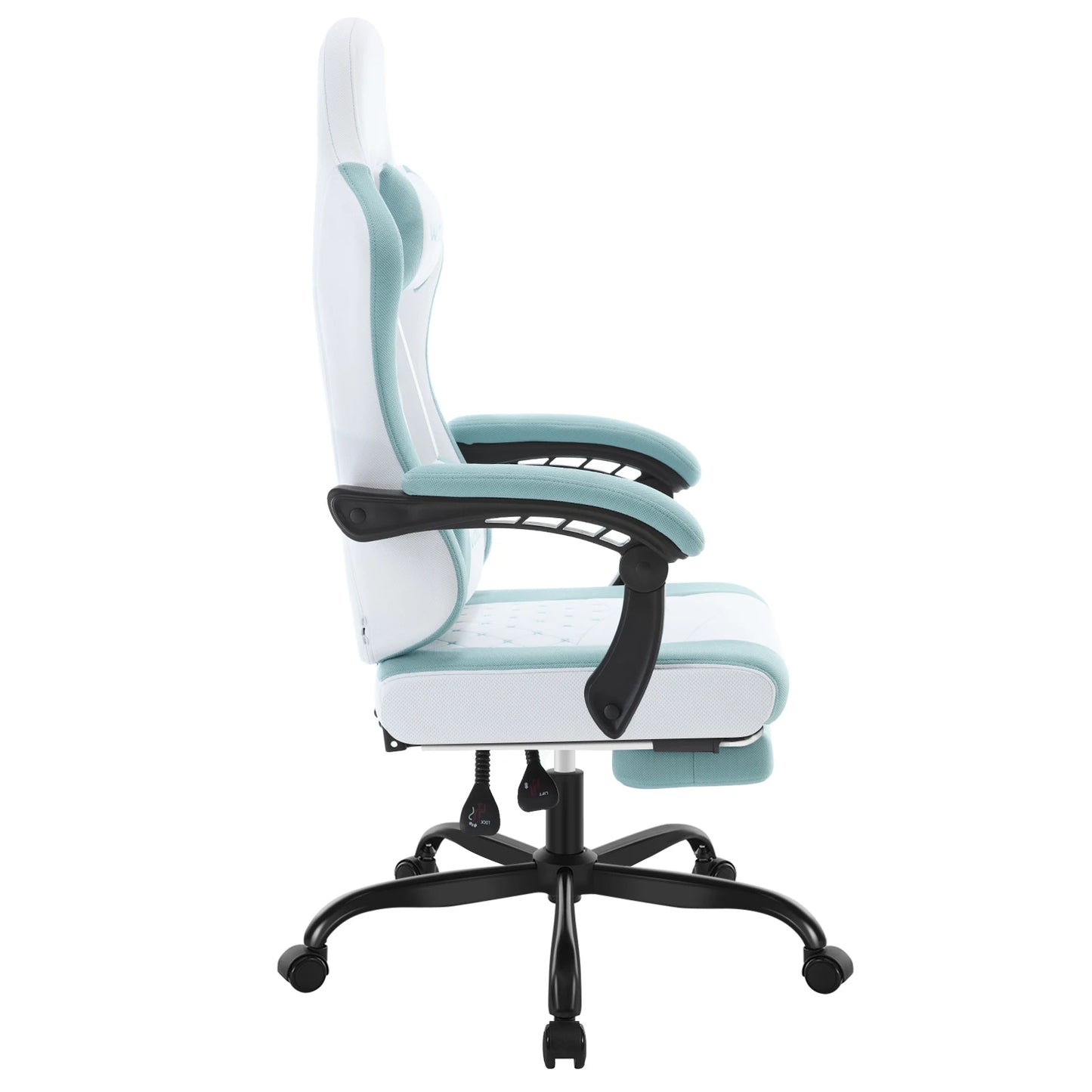 WOLTU Swivel Computer Chair with Massage Function Ergonomic Office Chair with Pillow & Footrest Height Adjustable Gaming Chair