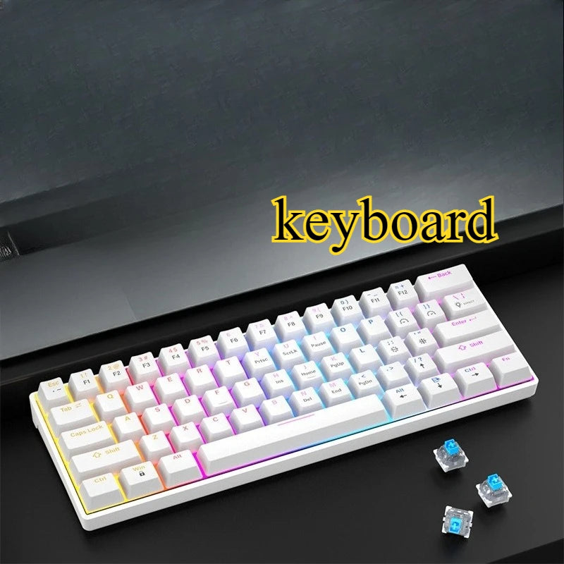 Wired Mechanical Gaming Keyboard 60 White Keyboard Office All White Mechanical Keyboard Teclado Blanco Gamer