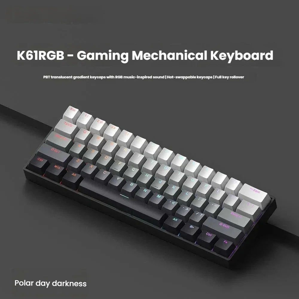 Clavier mécanique filaire K61 USB Mini Gaming, remplaçable à chaud, avec câble détachable