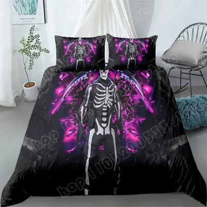 Fortnite Bedding Set 3pcs 3D Printed Bedroom Bed Linens Game Cartoon Decorative Bedding Duvet Cover Pillowcase Birthday Gift