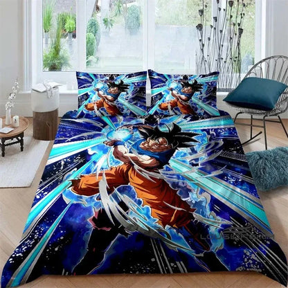 Ložní souprava s potiskem v motivu Cartoon/Anime Son Goku Dragon Ball: tato měkká a pohodlná sada obsahuje povlak na přikrývku a povlak na polštář